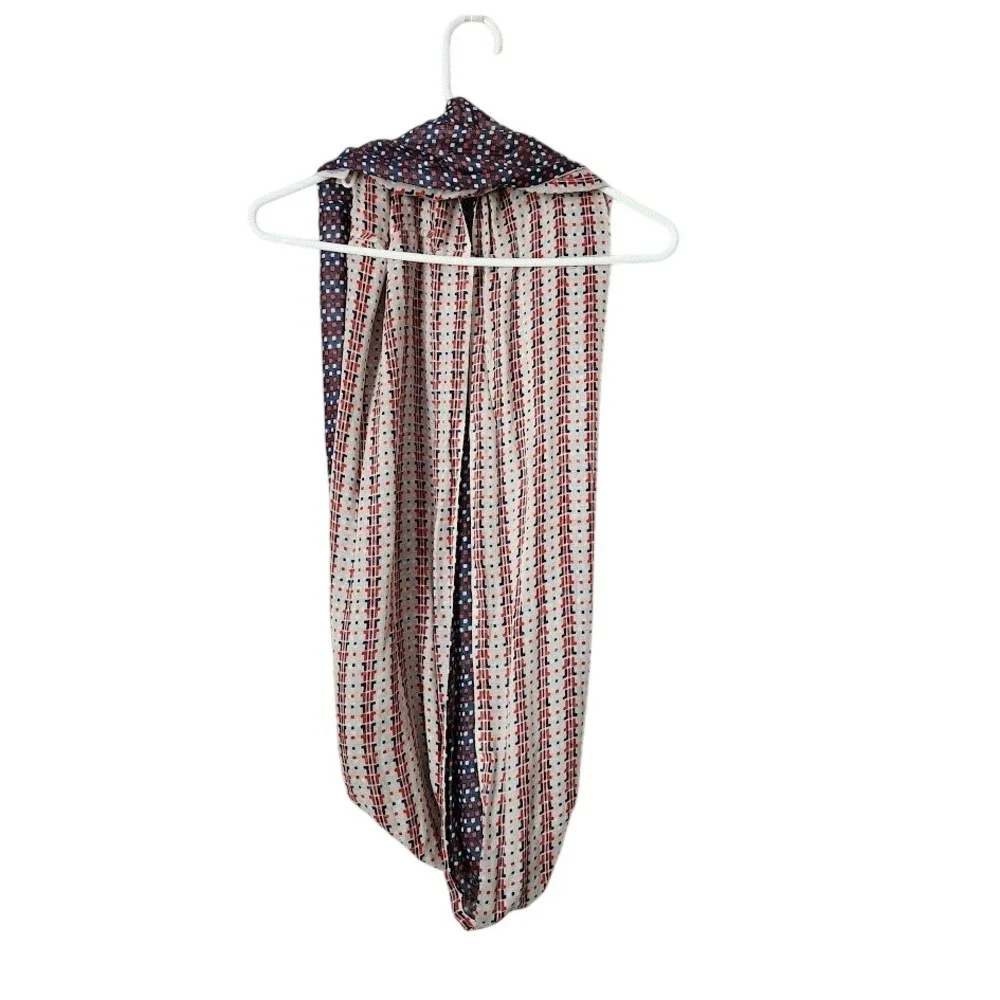 TORY BURCH Printed Infinity Scarf Red White Blue Preppy‎ Boho OS